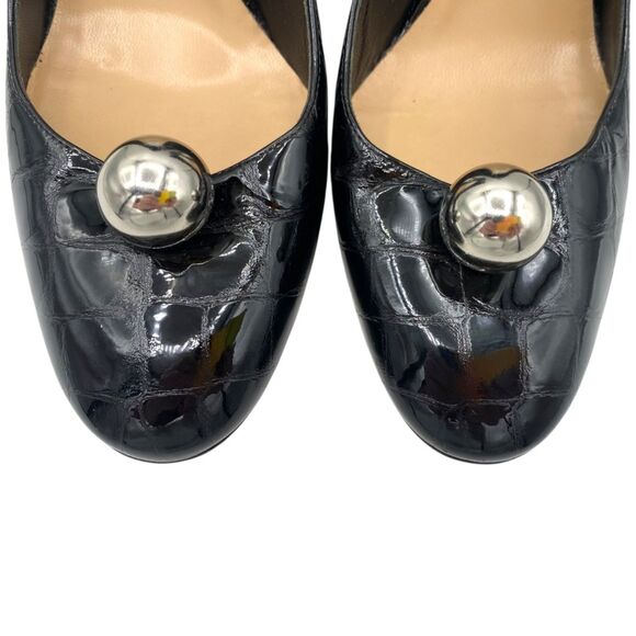 Sergio Rossi Grazie Sergio Sphere Embellished Pumps Black Croc Silver 40 - Picture 3 of 16